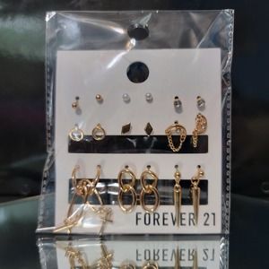 Forever 21 | Gold | Earrings | Drops | Studs | 9 Pairs